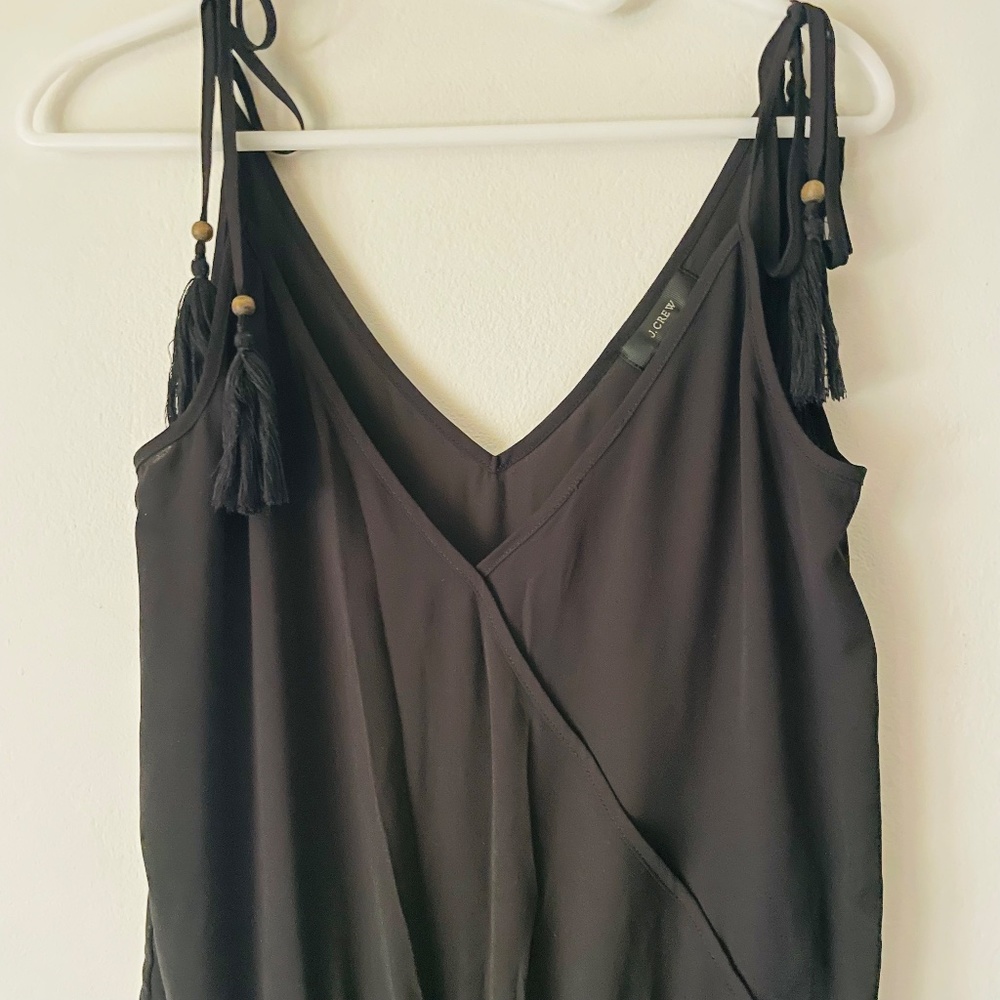 J. Crew XS Black Tassel Strappy Shoulder Tie Jumpsuit - Picture 3 of 6
